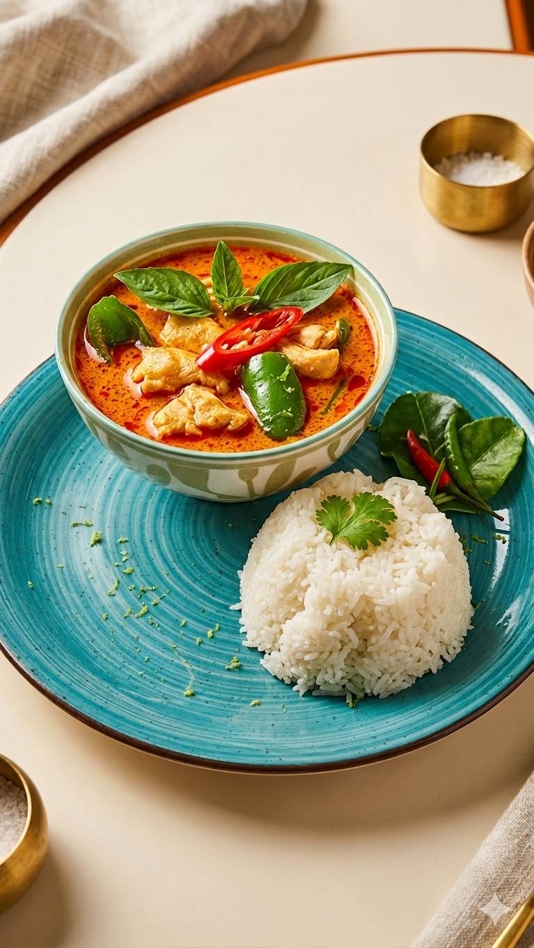 Thailändisches Curry mit Gemüse und Reis